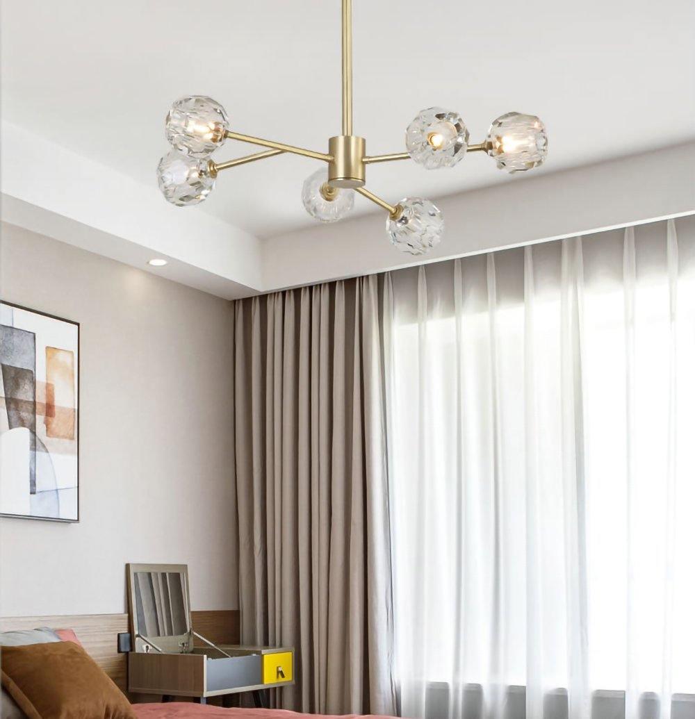 Thalyn Pendant Lamp Crystal Ball Brass Cluster-Neutral Decor