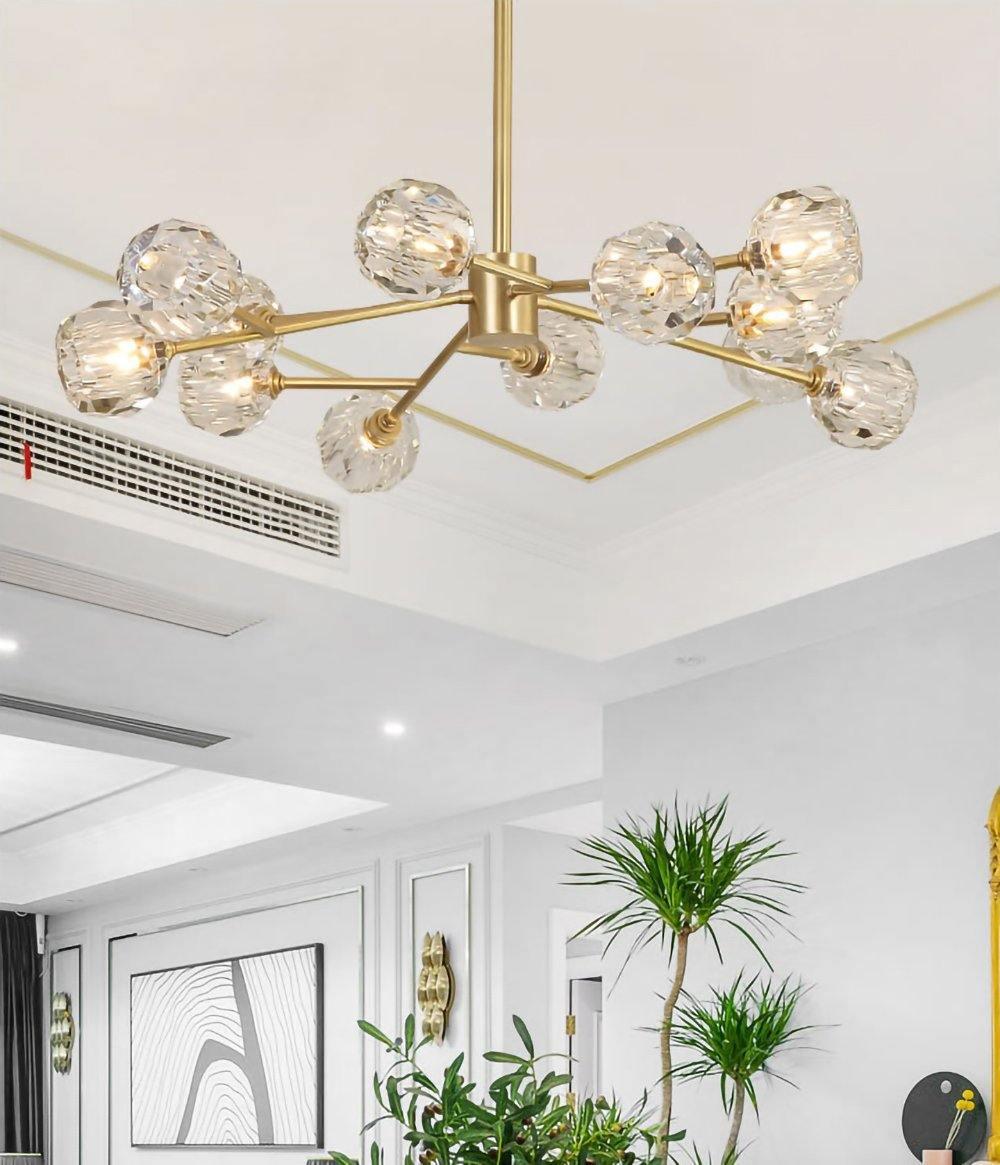 Thalyn Pendant Lamp Crystal Ball Brass Cluster-Neutral Decor