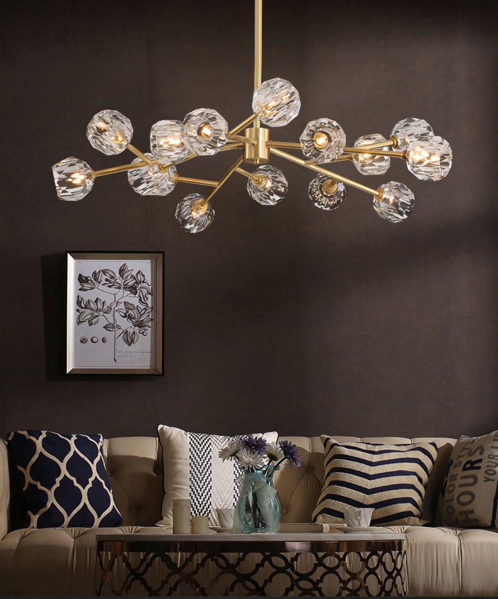 Thalyn Pendant Lamp Crystal Ball Brass Cluster-Neutral Decor