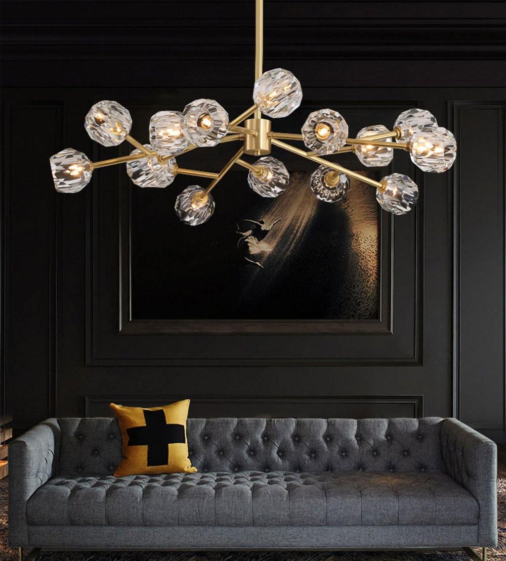Thalyn Pendant Lamp Crystal Ball Brass Cluster-Neutral Decor