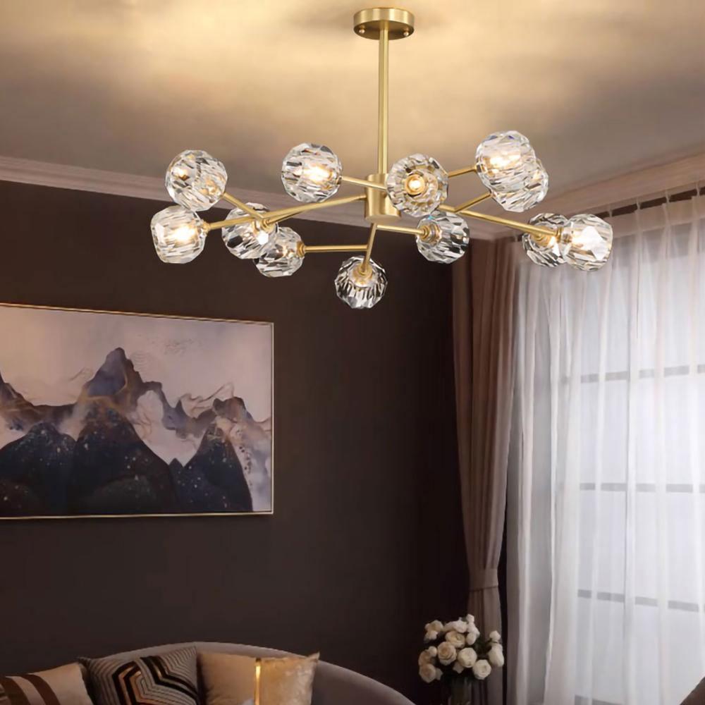 Thalyn Pendant Lamp Crystal Ball Brass Cluster-Neutral Decor