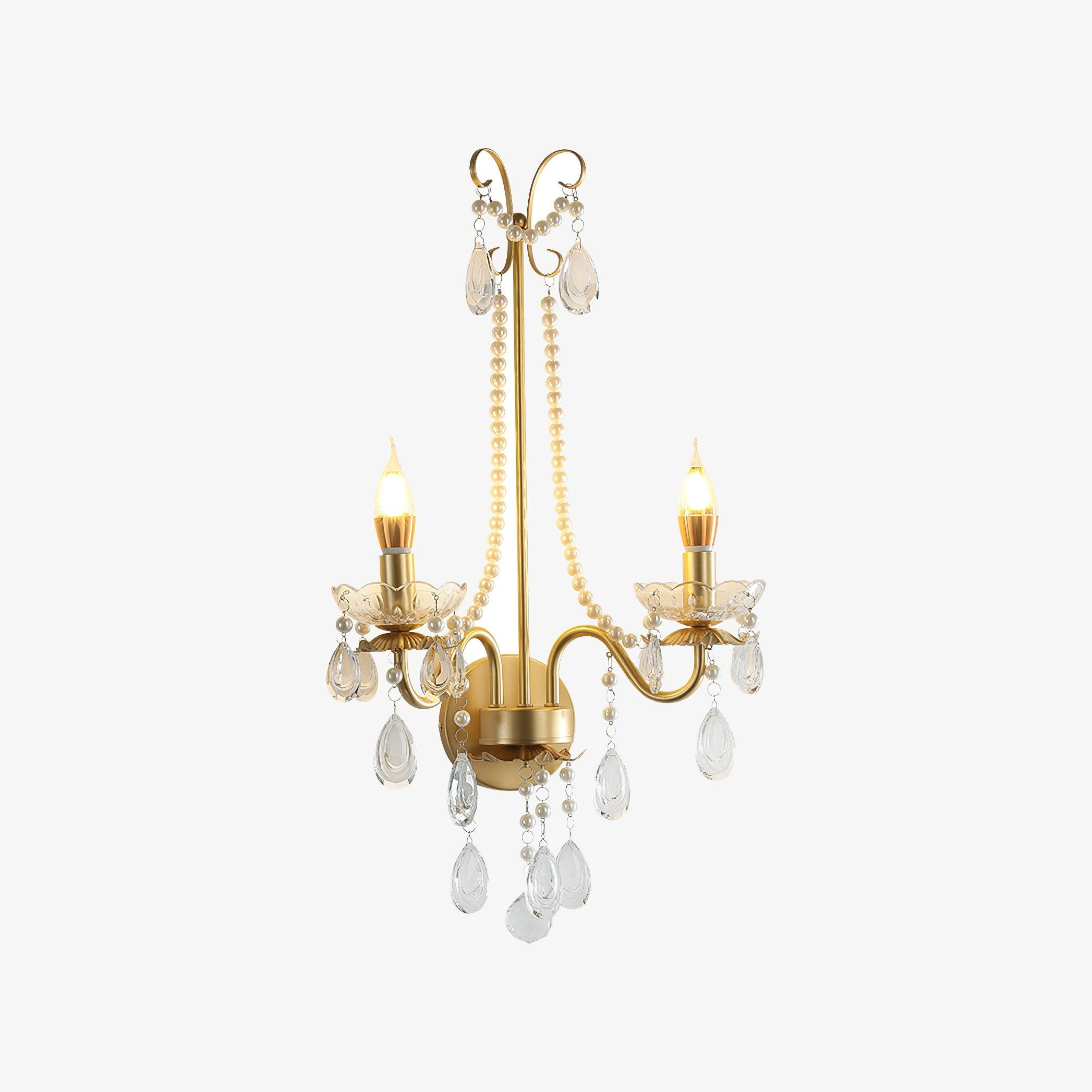 Nydoraris Elegance Pearl Chain Crystal Wall Lamp-Neutral Decor