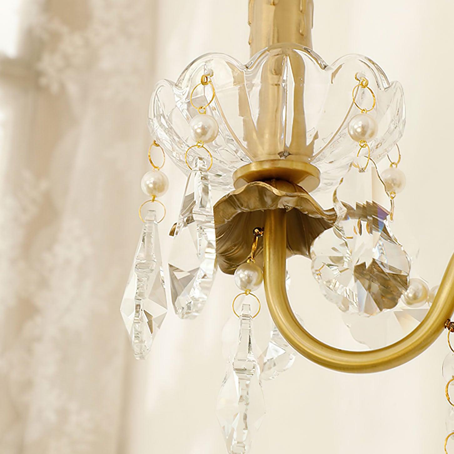 Nydoraris Elegance Pearl Chain Crystal Wall Lamp-Neutral Decor