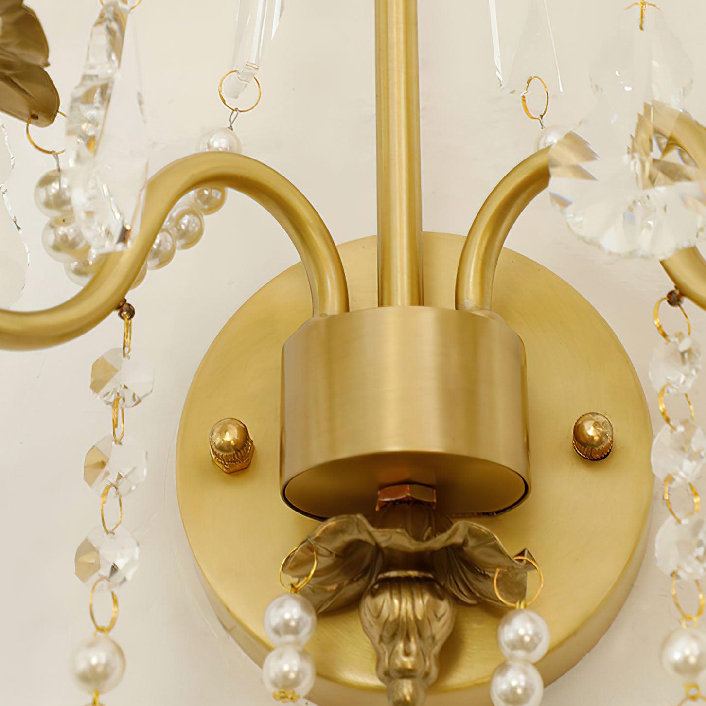 Nydoraris Elegance Pearl Chain Crystal Wall Lamp-Neutral Decor