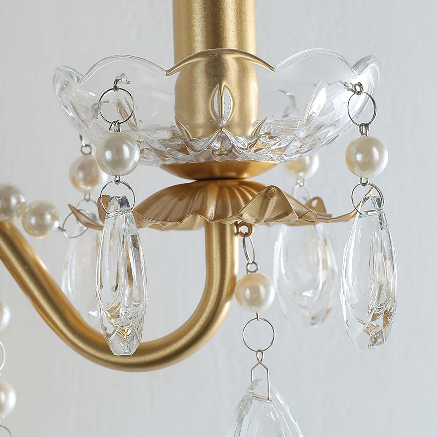Nydoraris Elegance Pearl Chain Crystal Wall Lamp-Neutral Decor