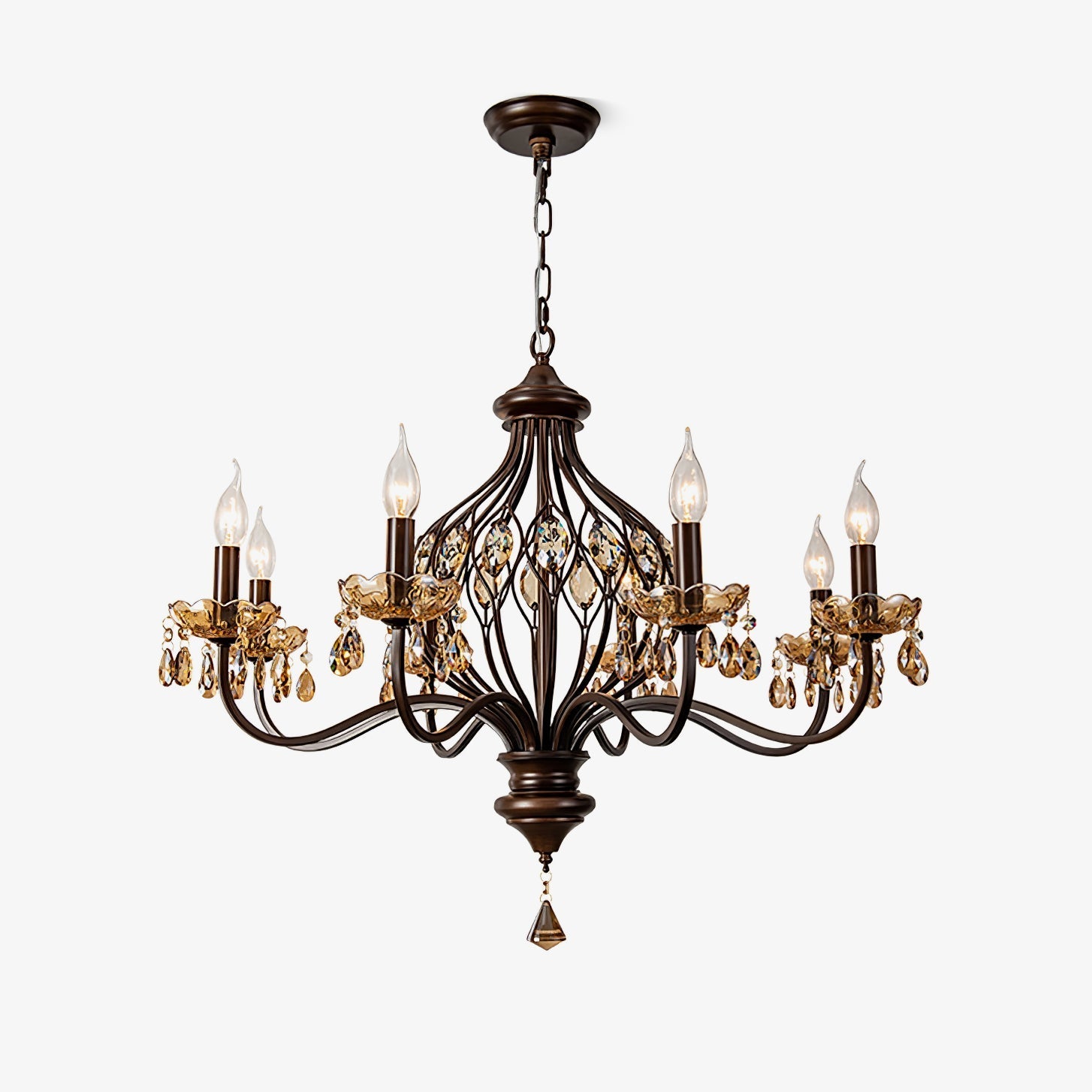 Enorel Vintage Bronze Crystal Chandelier-Neutral Decor