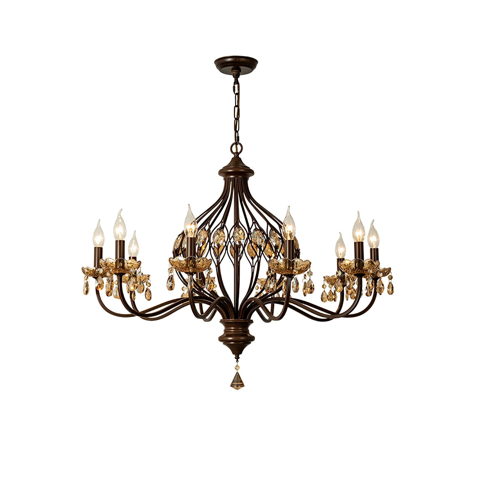 Enorel Vintage Bronze Crystal Chandelier-Neutral Decor