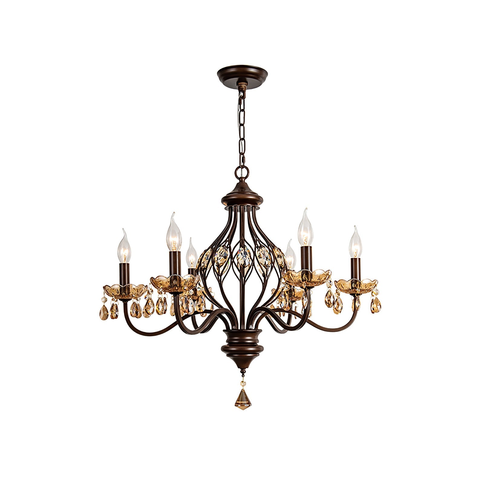 Enorel Vintage Bronze Crystal Chandelier-Neutral Decor