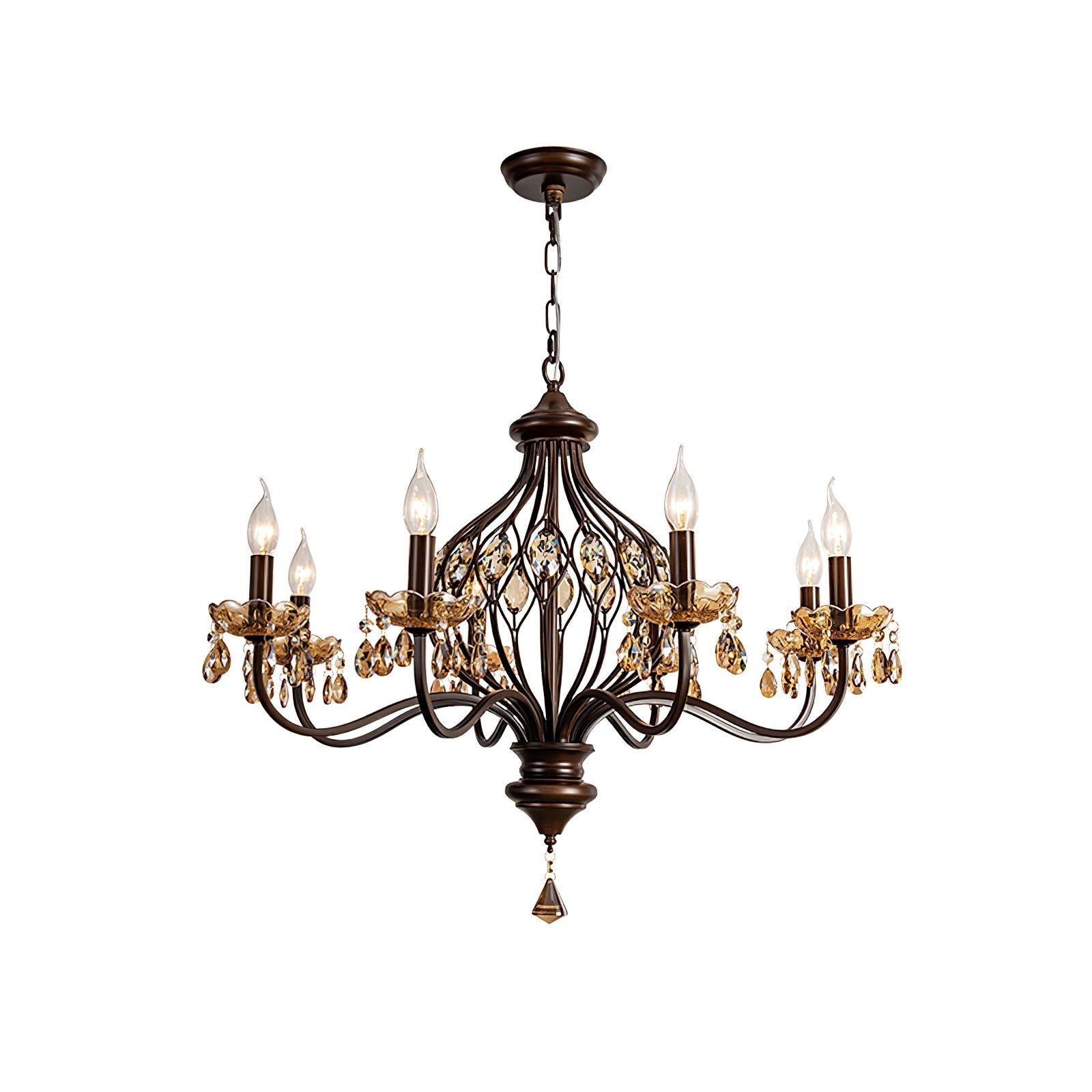 Enorel Vintage Bronze Crystal Chandelier-Neutral Decor