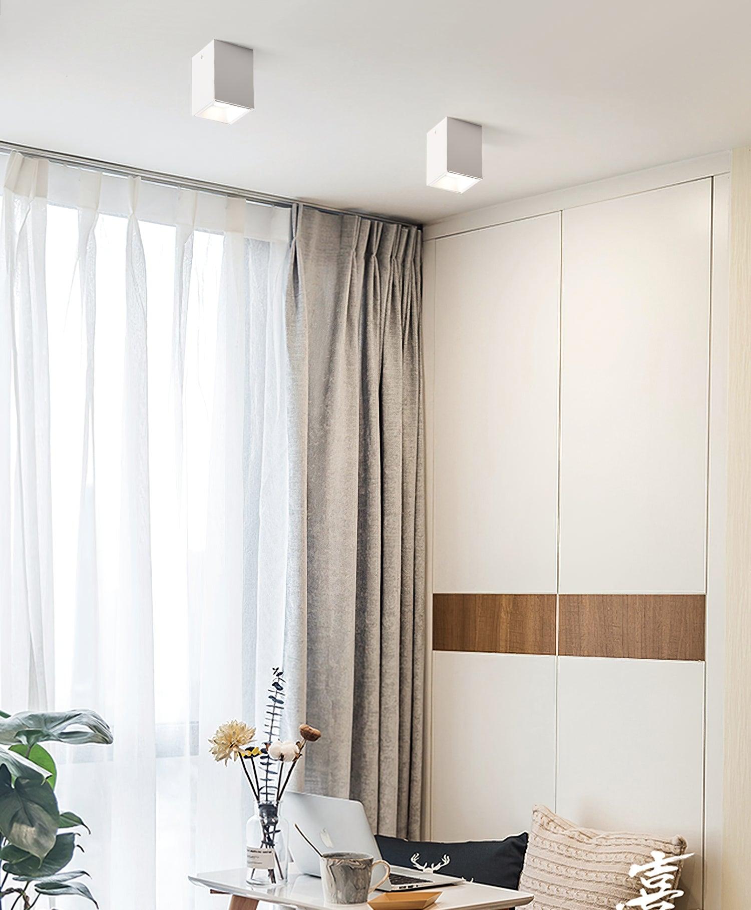 Tesk Ceiling Light Cube Square Black Spotlight-Neutral Decor