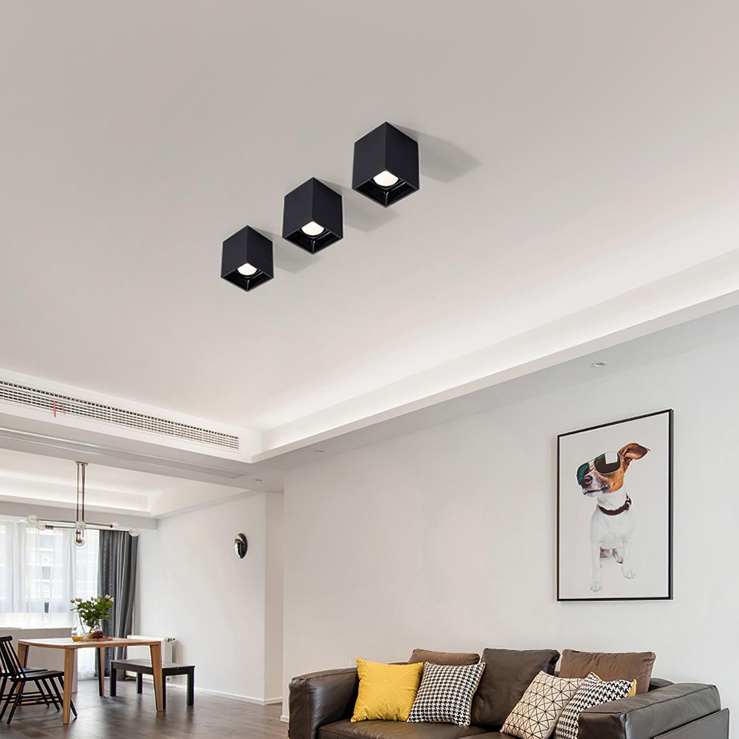 Tesk Ceiling Light Cube Square Black Spotlight-Neutral Decor