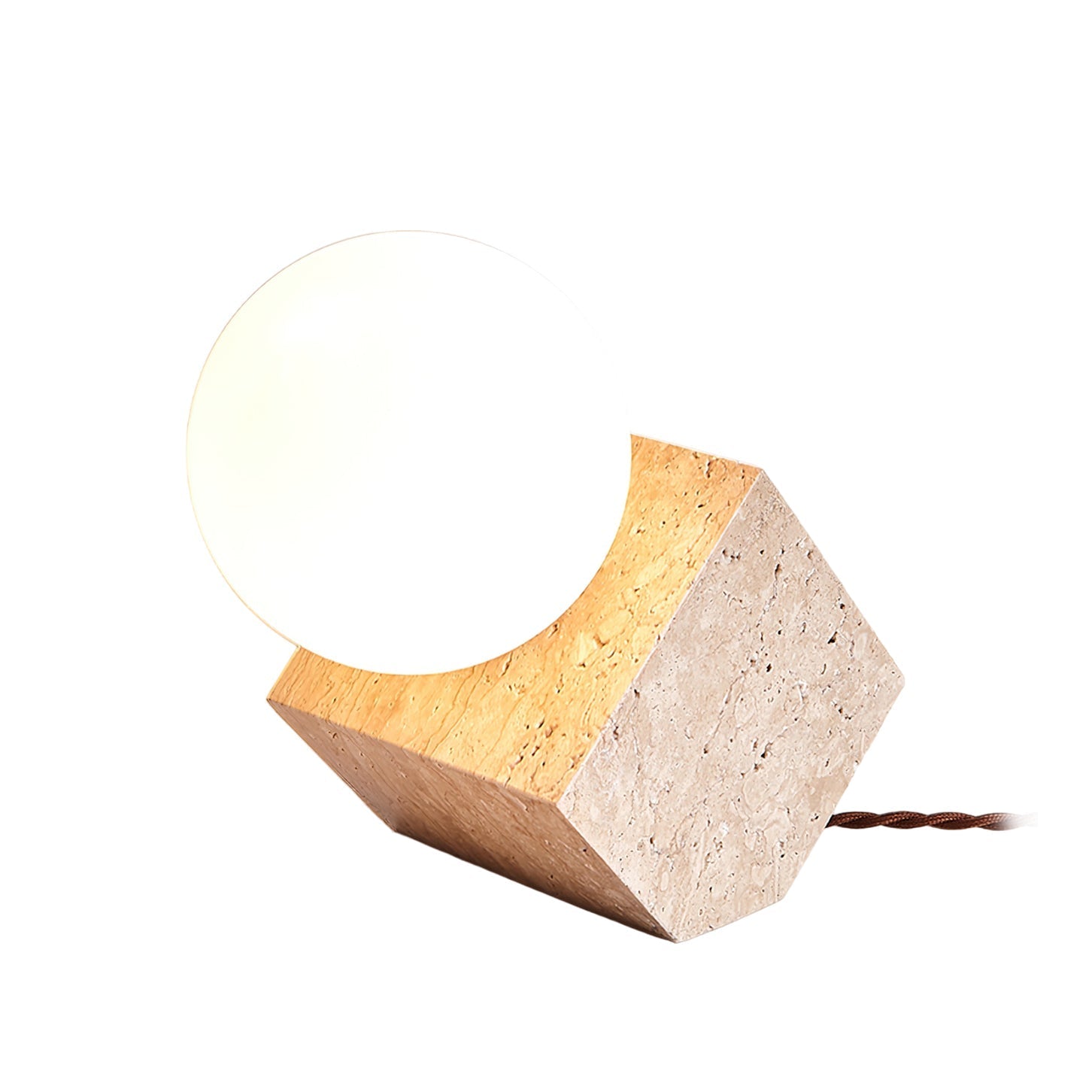 Rolt Geometric Travertine Table Lamp-Neutral Decor