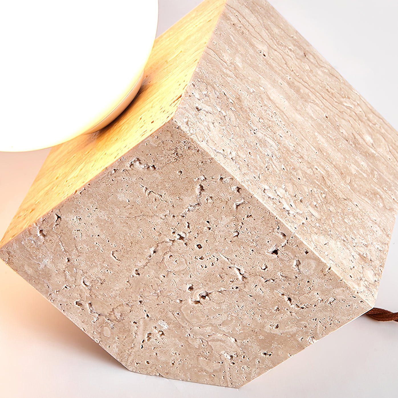 Rolt Geometric Travertine Table Lamp-Neutral Decor