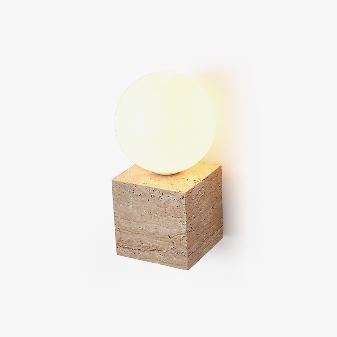 Eurlaean Cube-Base Travertine Wall Light-Neutral Decor