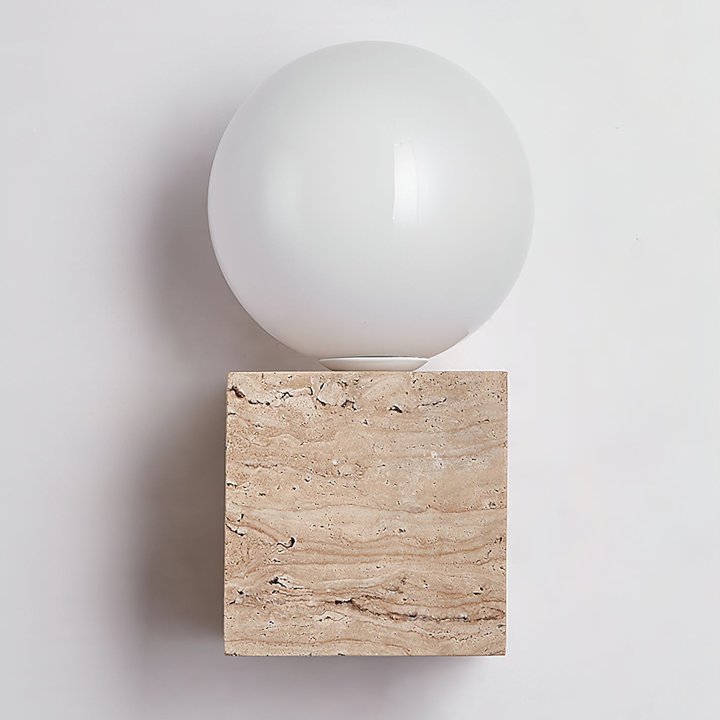 Eurlaean Cube-Base Travertine Wall Light-Neutral Decor