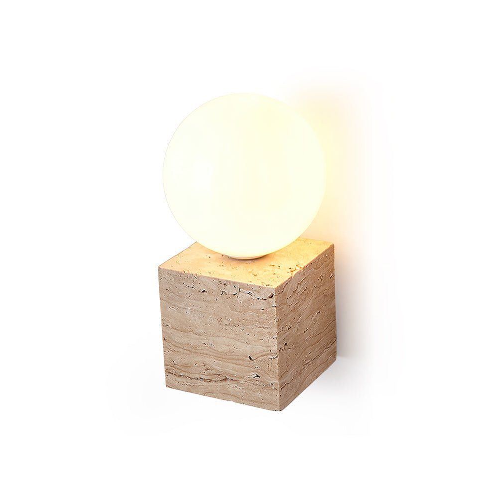 Eurlaean Cube-Base Travertine Wall Light-Neutral Decor