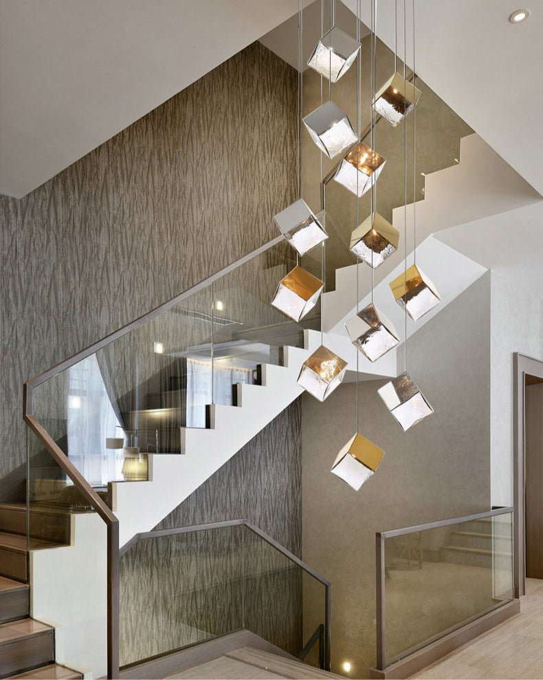 Cubic Luster Cascade Chandelier-Neutral Decor