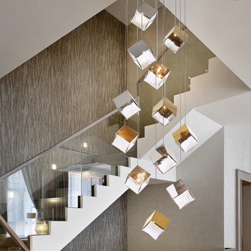 Cubic Luster Cascade Chandelier-Neutral Decor