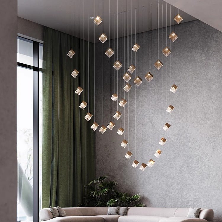 Cubic Luster Cascade Chandelier-Neutral Decor