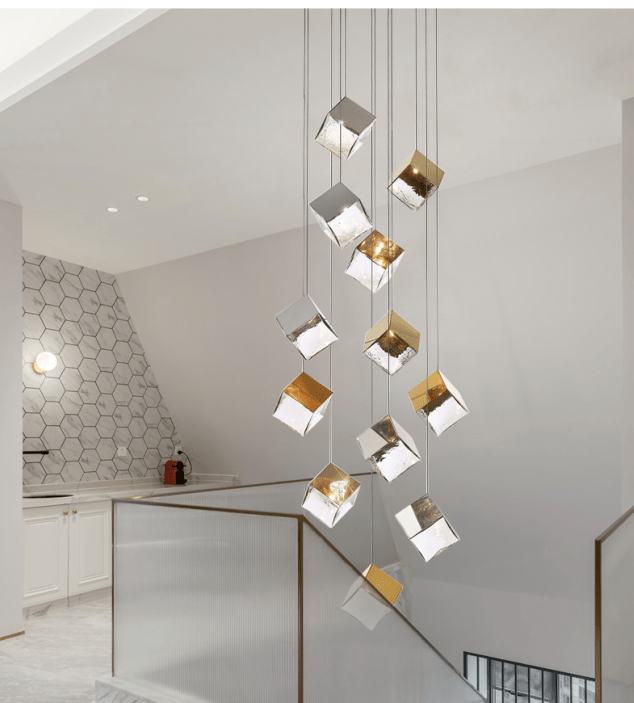 Cubic Luster Cascade Chandelier-Neutral Decor