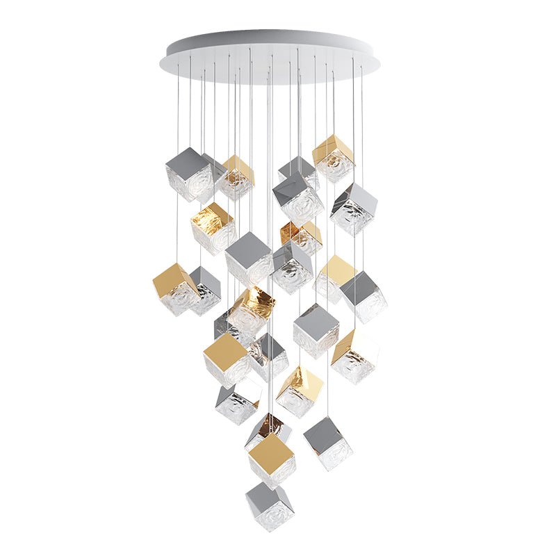 Cubic Luster Cascade Chandelier-Neutral Decor
