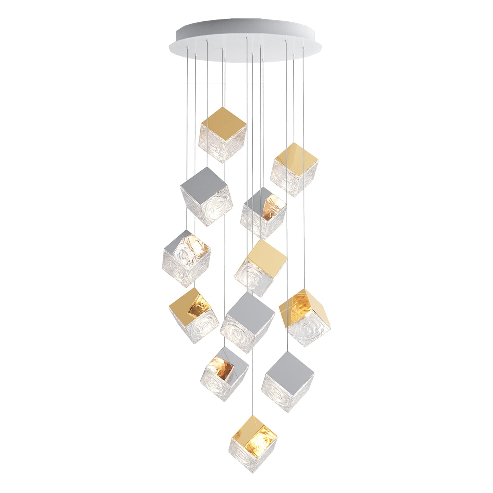 Cubic Luster Cascade Chandelier-Neutral Decor
