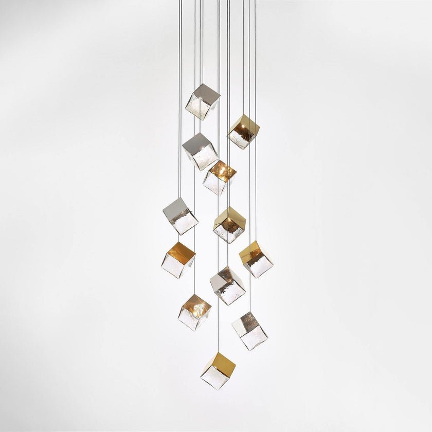 Cubic Luster Cascade Chandelier-Neutral Decor