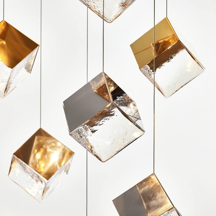 Cubic Luster Cascade Chandelier-Neutral Decor