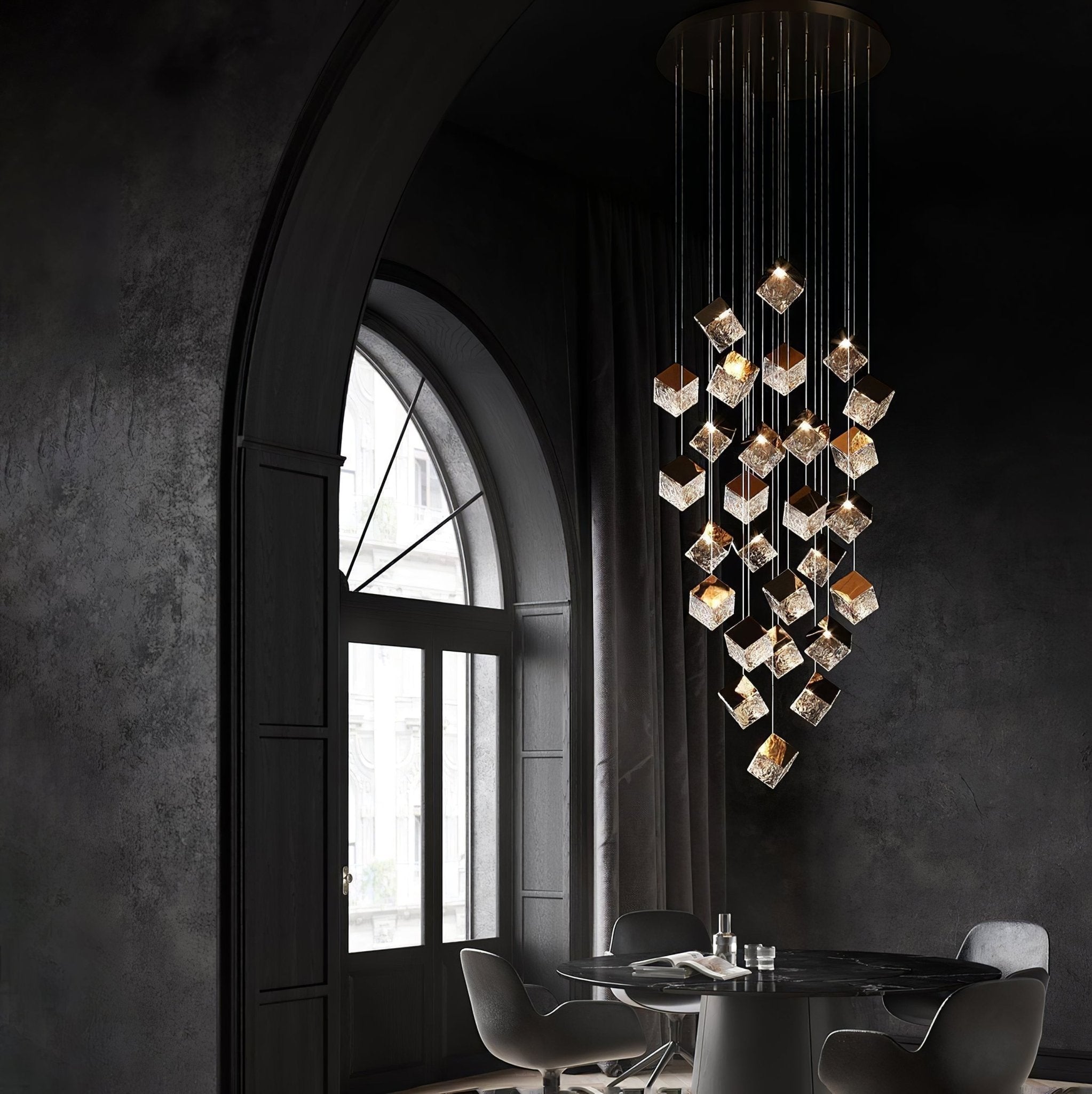 Cubic Luster Cascade Chandelier-Neutral Decor