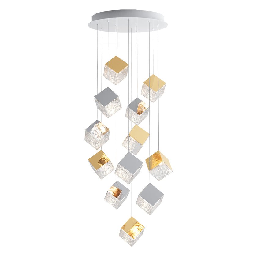 Cubic Luster Cascade Chandelier-Neutral Decor