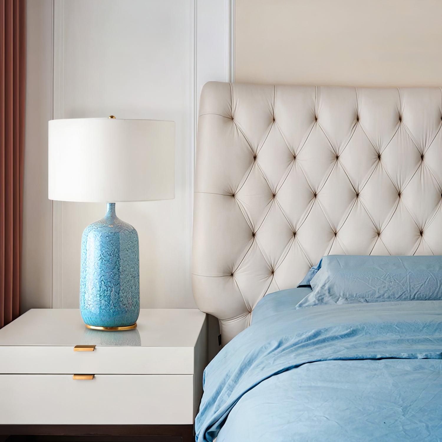 Vintare Fabric Ceramics Table Lamp-Neutral Decor