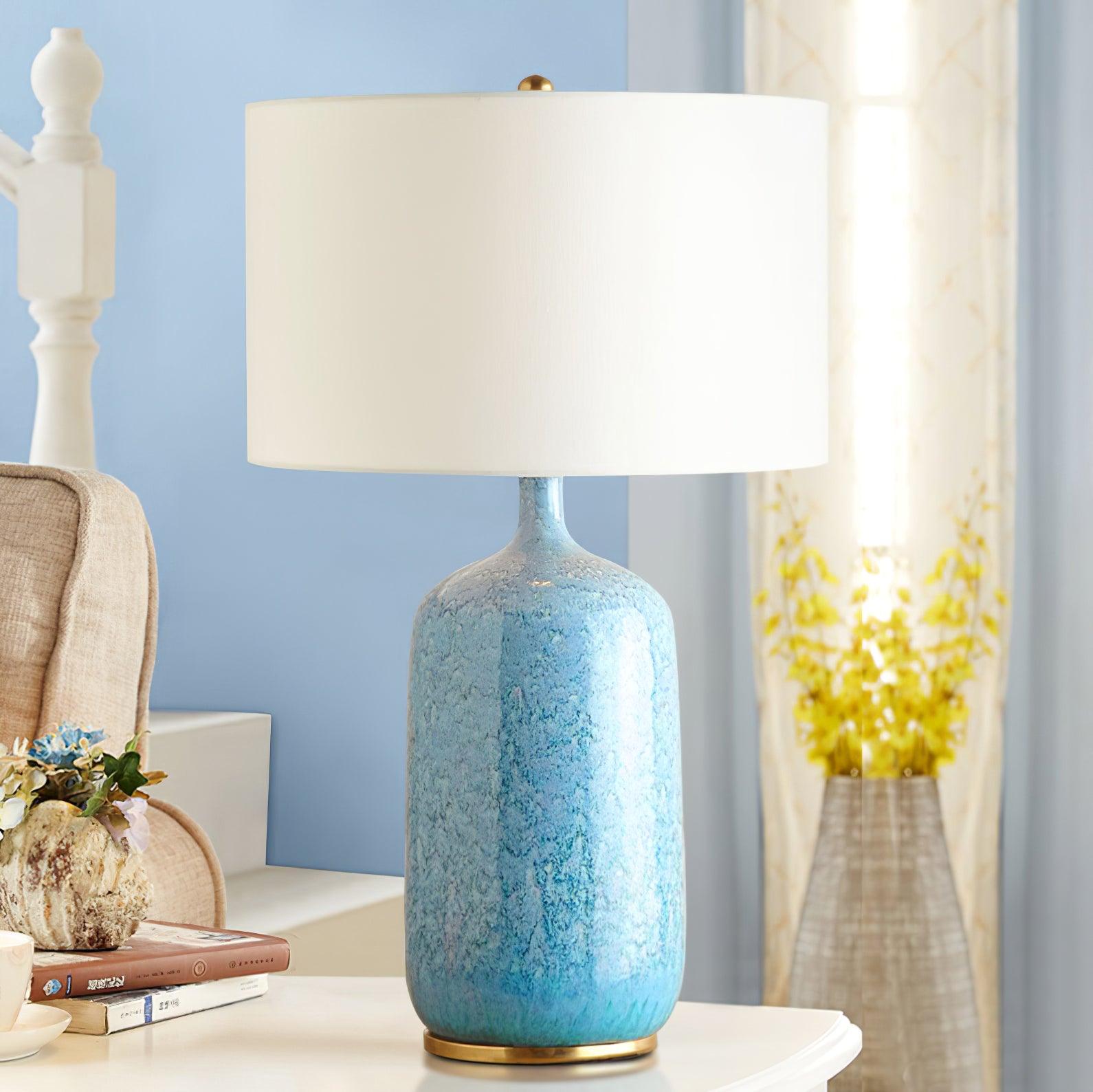 Vintare Fabric Ceramics Table Lamp-Neutral Decor