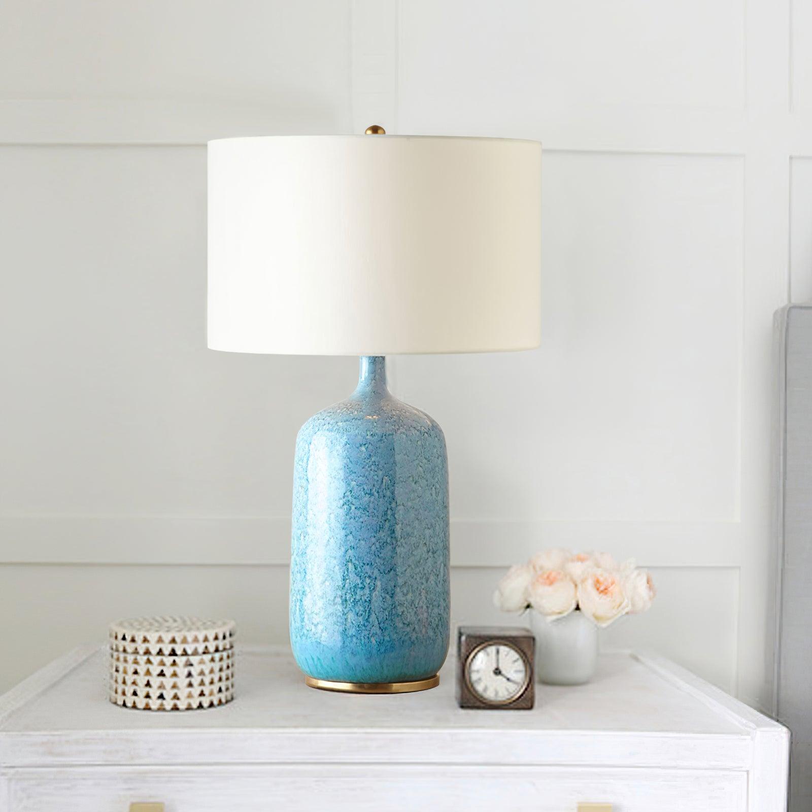 Vintare Fabric Ceramics Table Lamp-Neutral Decor