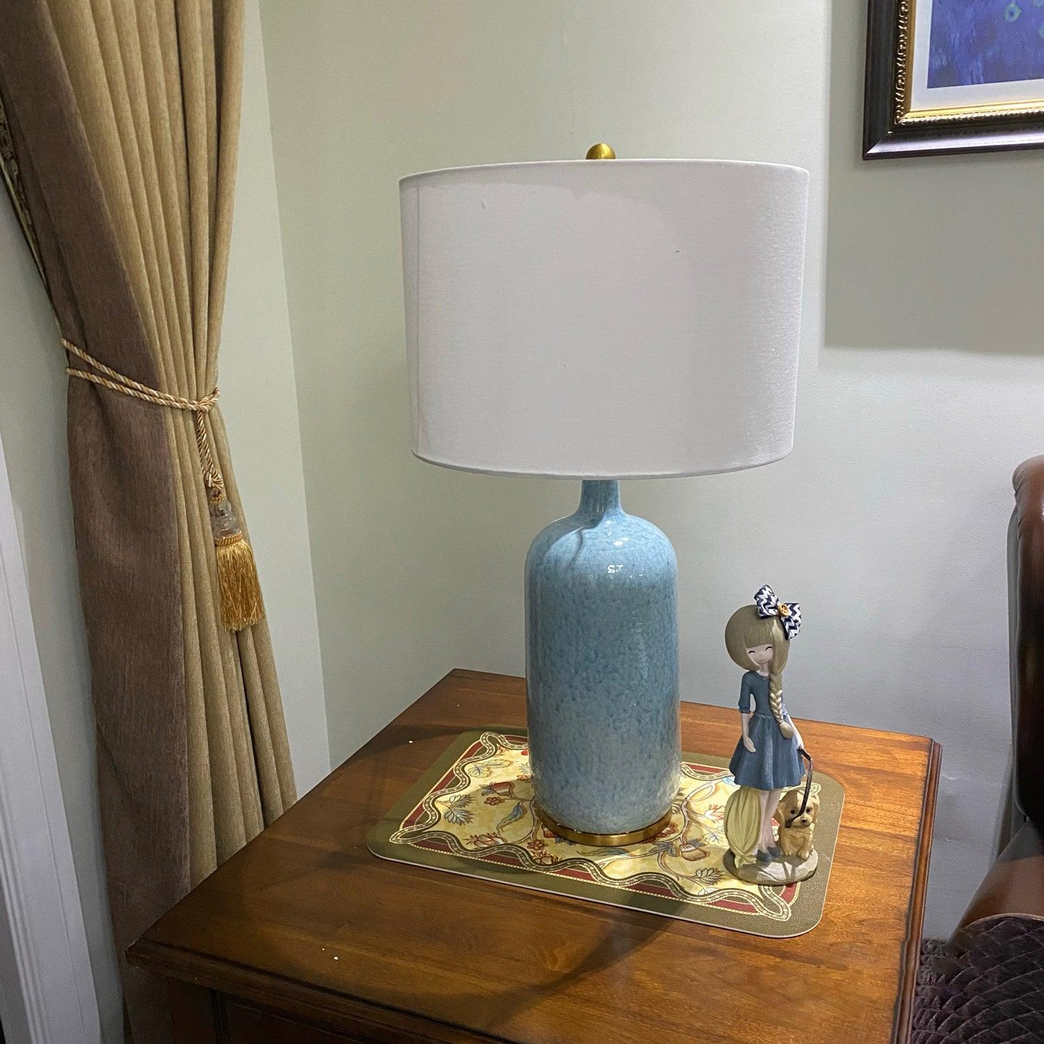 Vintare Fabric Ceramics Table Lamp-Neutral Decor