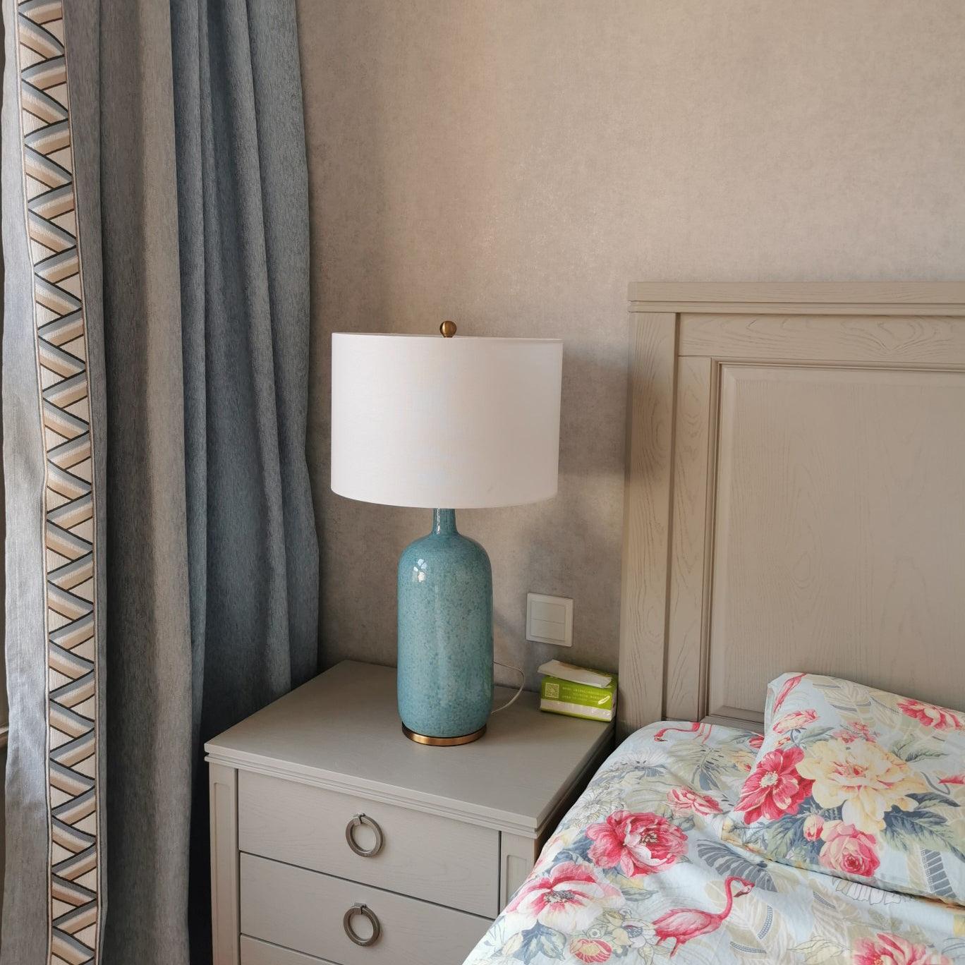 Vintare Fabric Ceramics Table Lamp-Neutral Decor