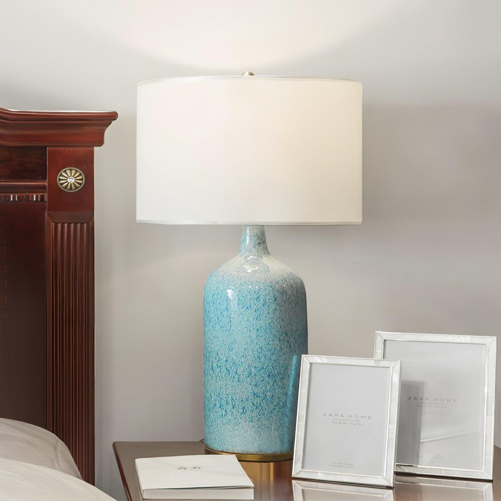 Vintare Fabric Ceramics Table Lamp-Neutral Decor
