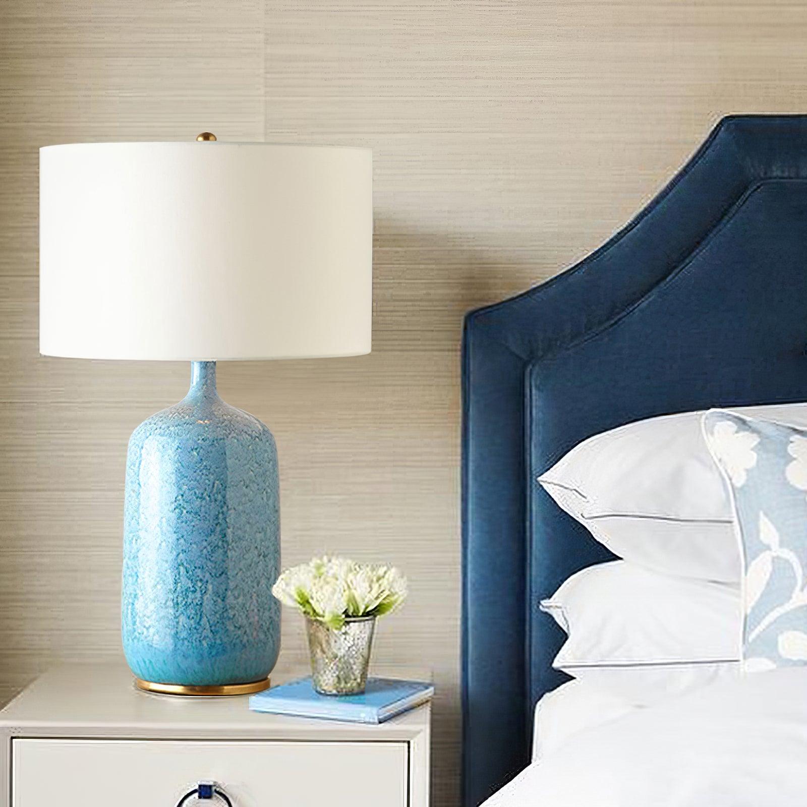 Vintare Fabric Ceramics Table Lamp-Neutral Decor
