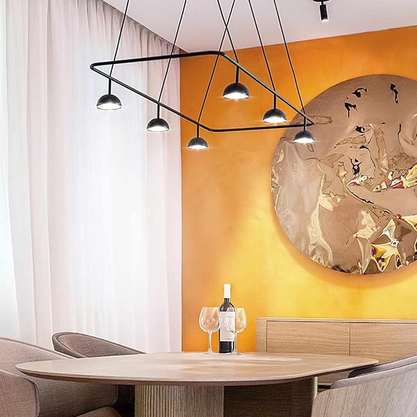 Aurora Chandelier LED Sleek-Neutral Decor