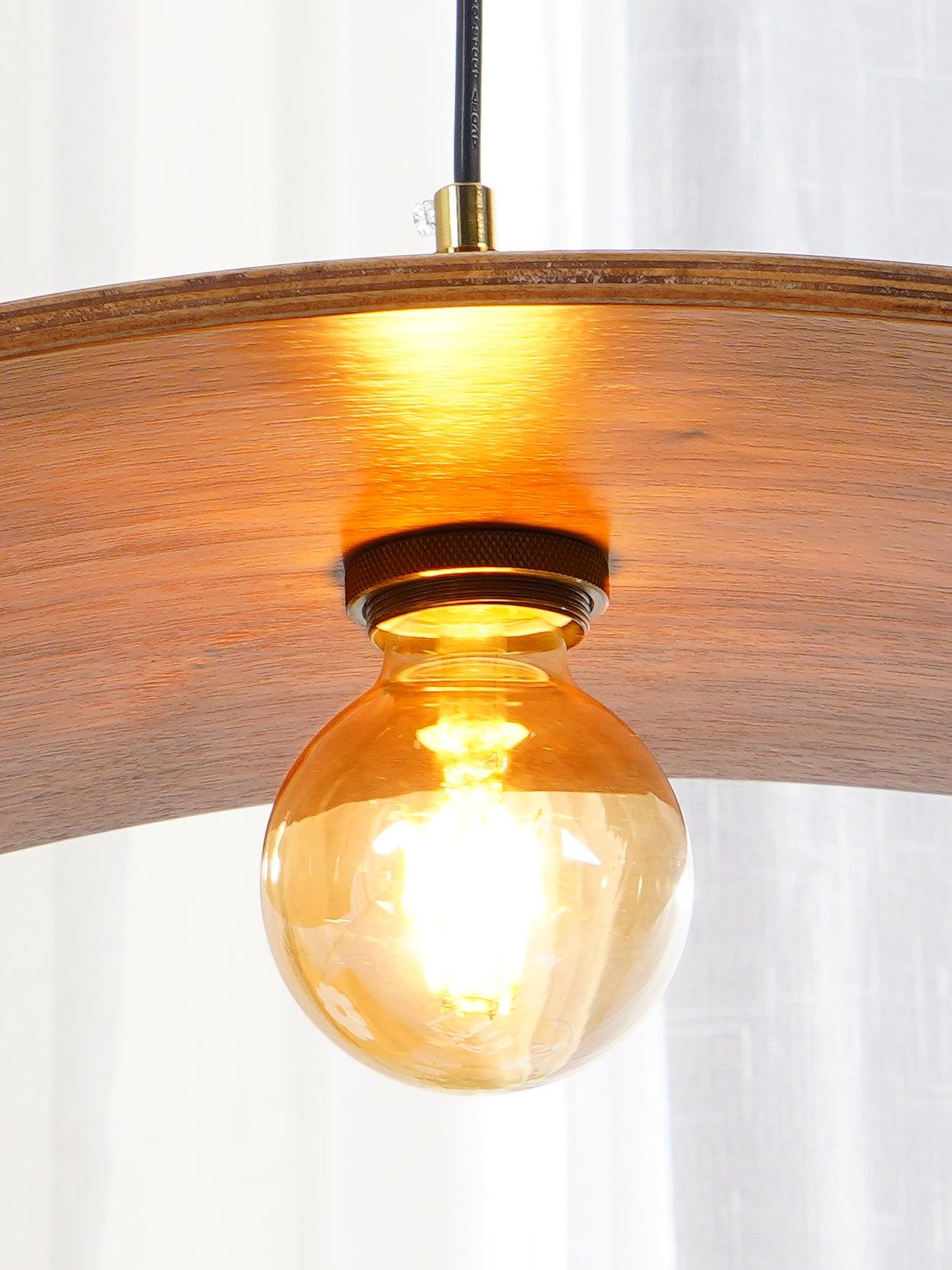 Muto Curved Art Pendant Light, Metal & Wood - Neutral Decor