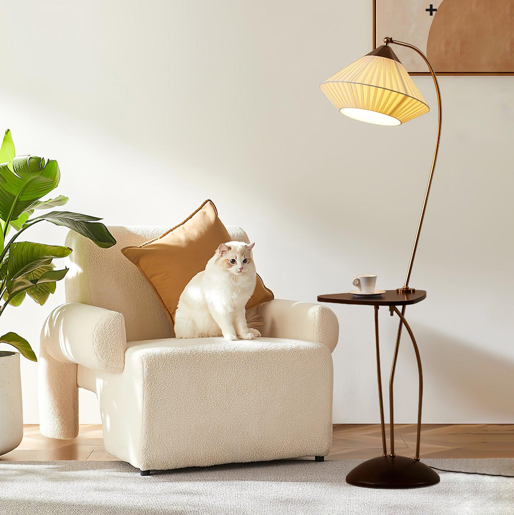 Raviq Fabric Vintage Floor Lamp-Neutral Decor