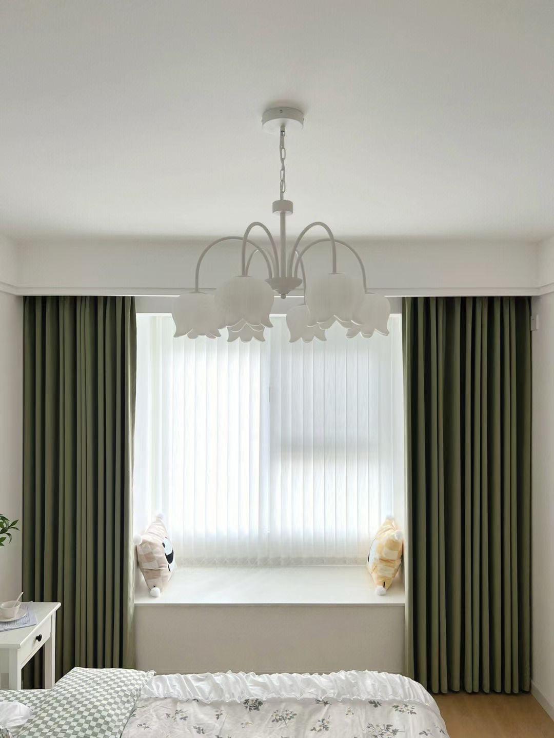 Revely Chandelier Bell Shade Curved Arm White Floral Elegant-Neutral Decor