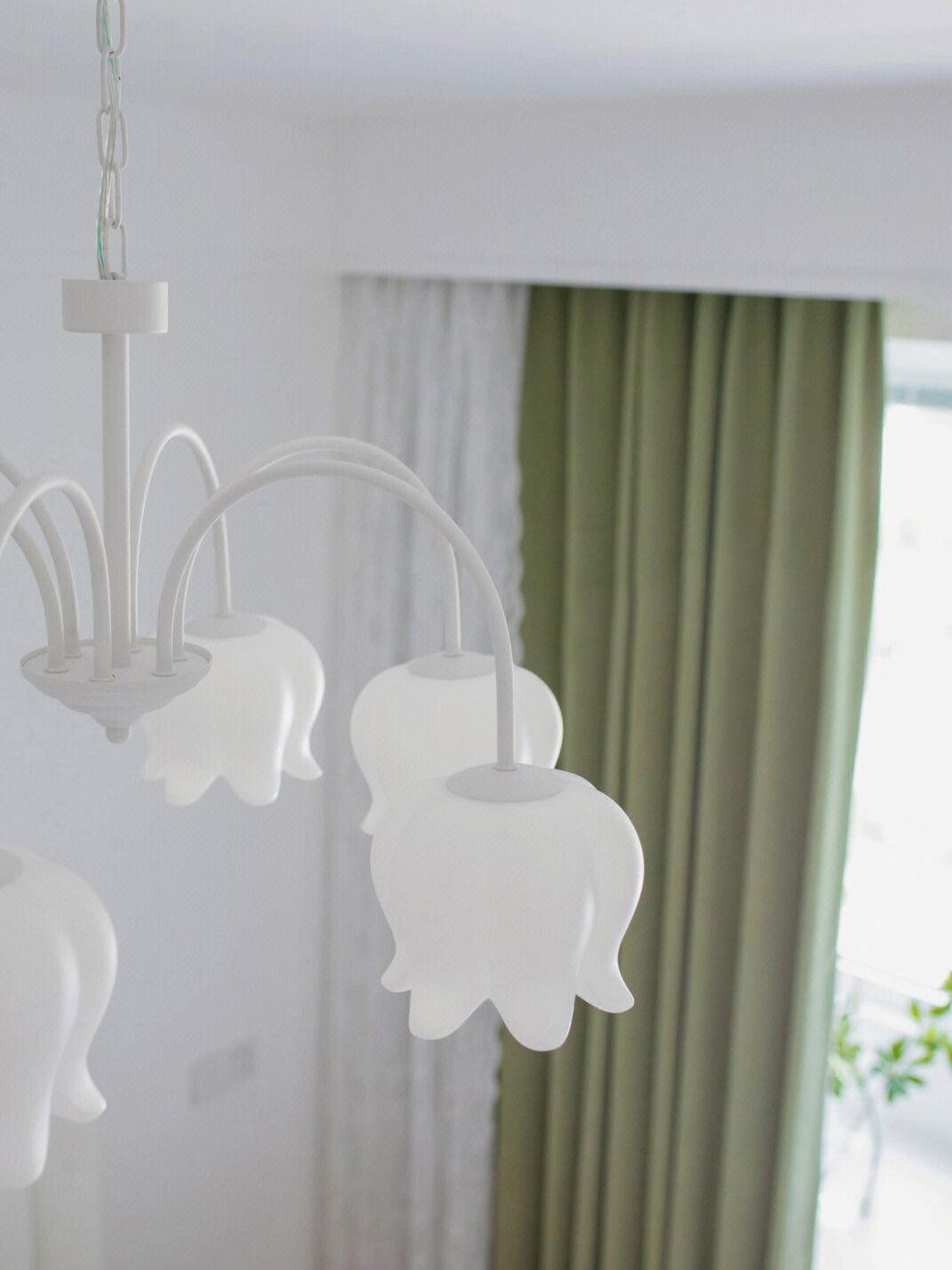 Revely Chandelier Bell Shade Curved Arm White Floral Elegant-Neutral Decor