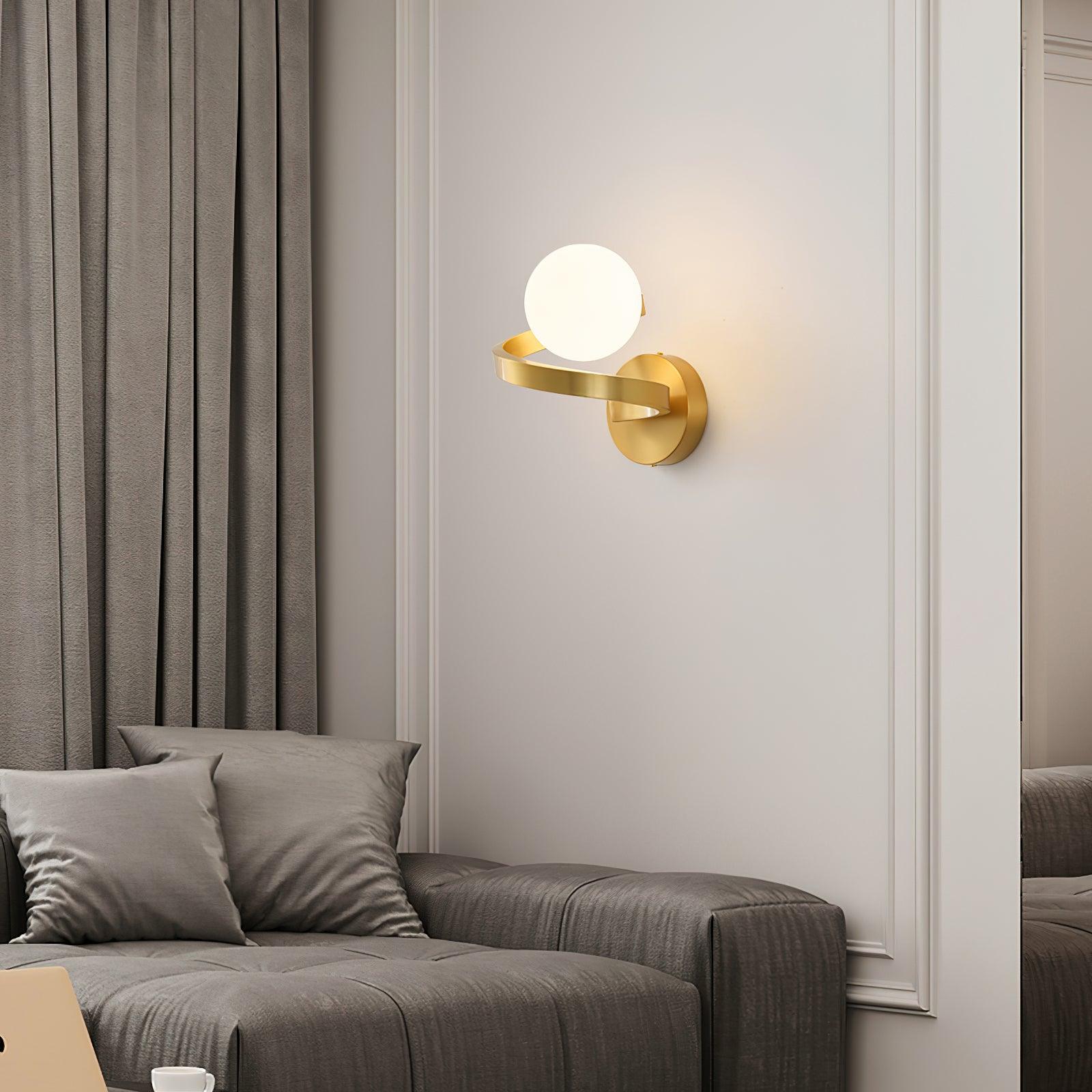 Yvian Curved Modern Minimalist Brass Glass Wall Lamp-Neutral Decor