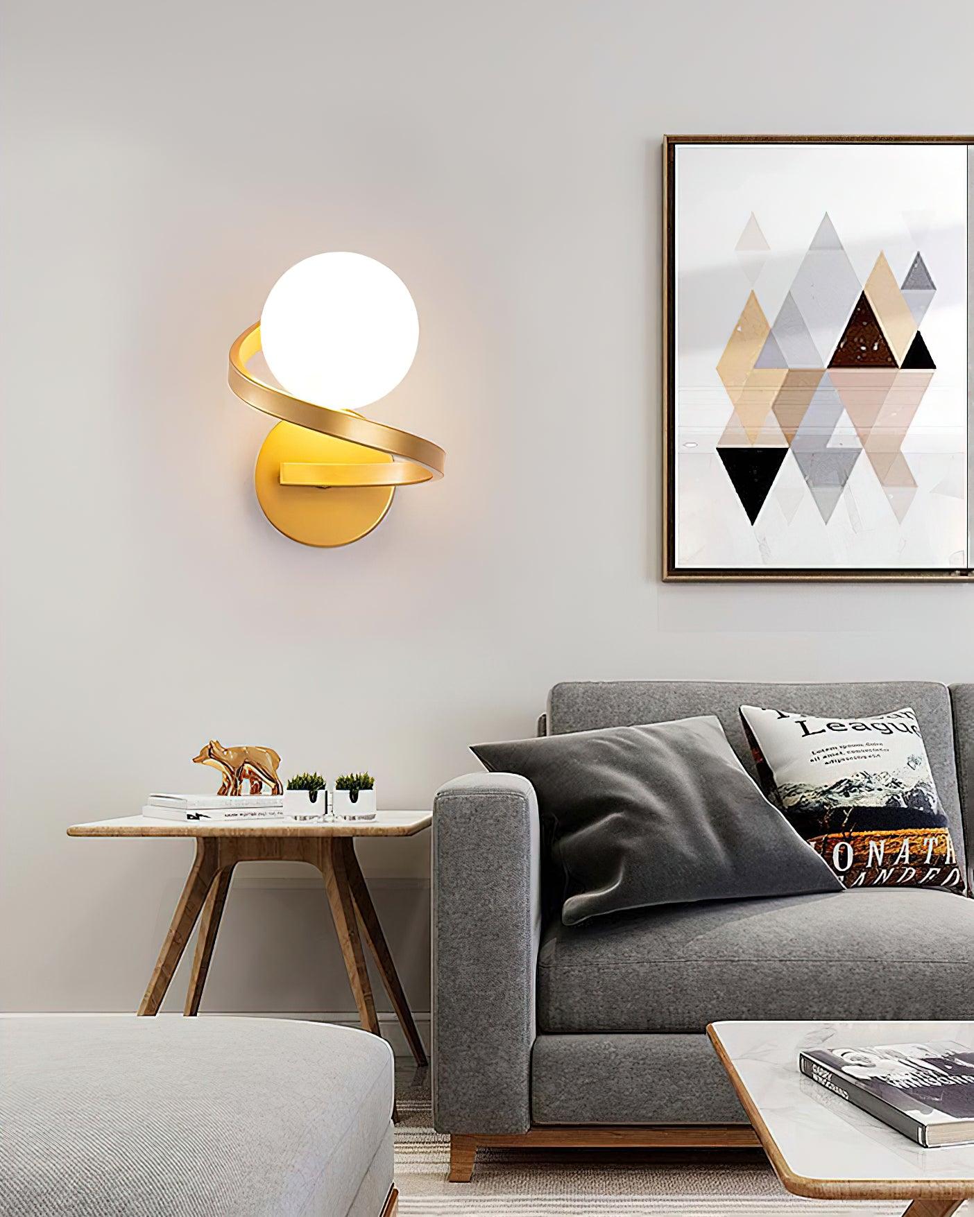 Yvian Curved Modern Minimalist Brass Glass Wall Lamp-Neutral Decor