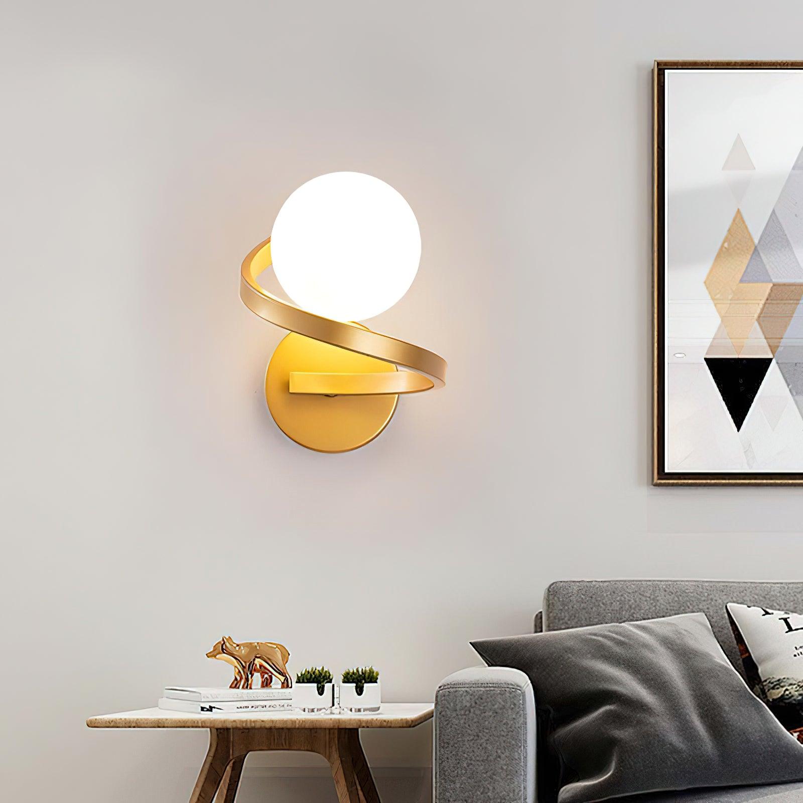 Yvian Curved Modern Minimalist Brass Glass Wall Lamp-Neutral Decor