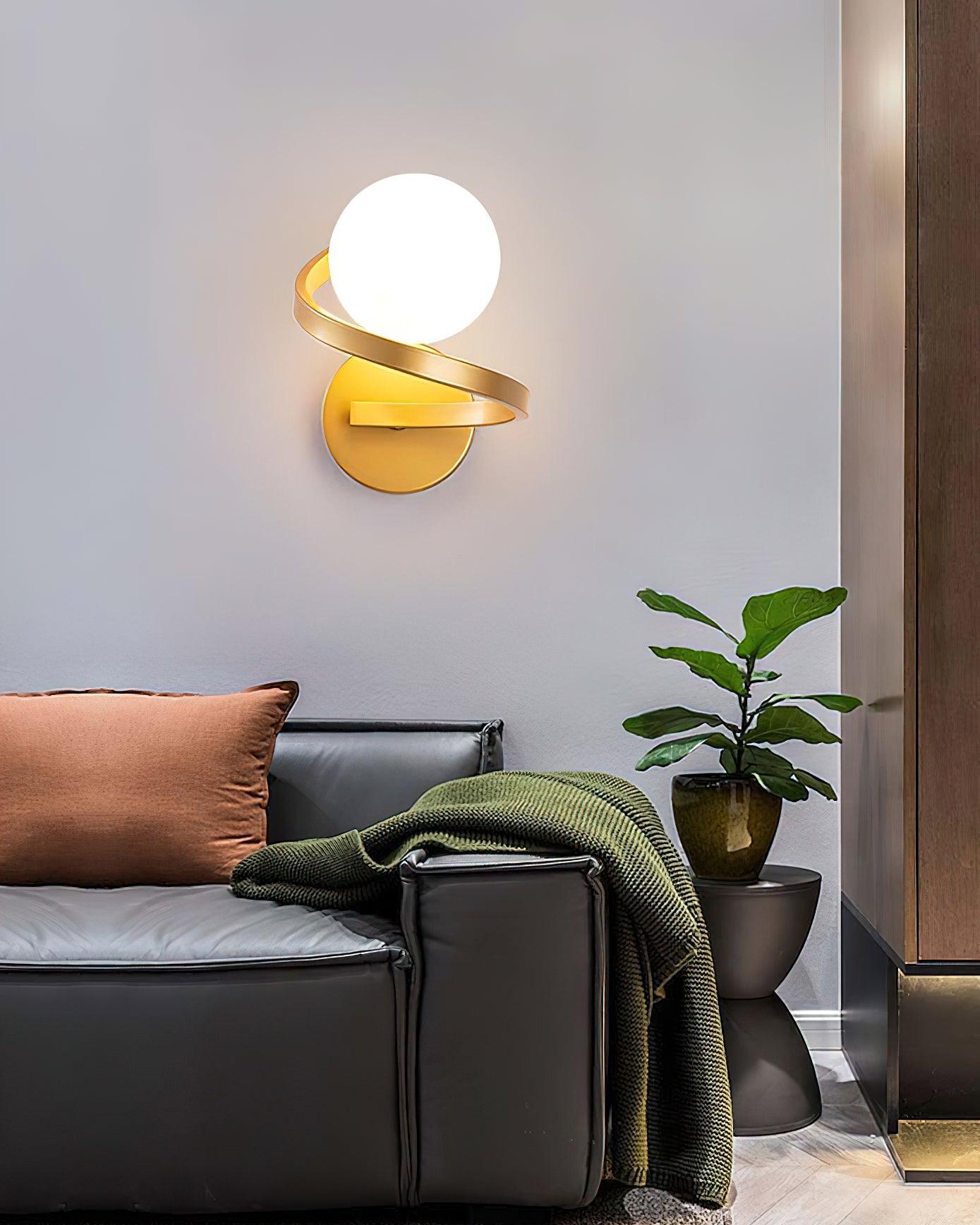 Yvian Curved Modern Minimalist Brass Glass Wall Lamp-Neutral Decor