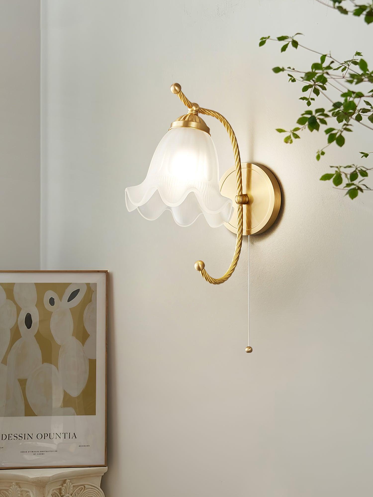 Lustra Wall Sconce Brass Gooseneck Glass-Neutral Decor