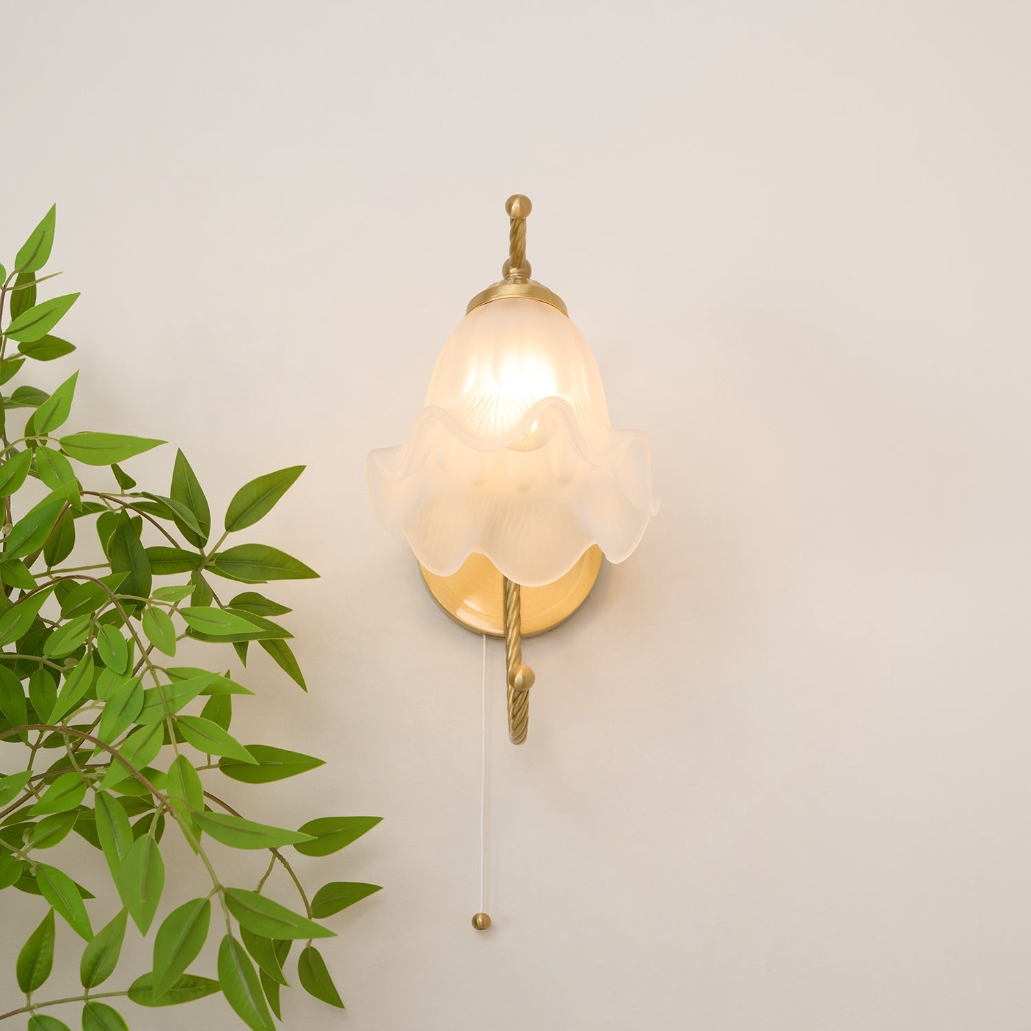 Lustra Wall Sconce Brass Gooseneck Glass-Neutral Decor