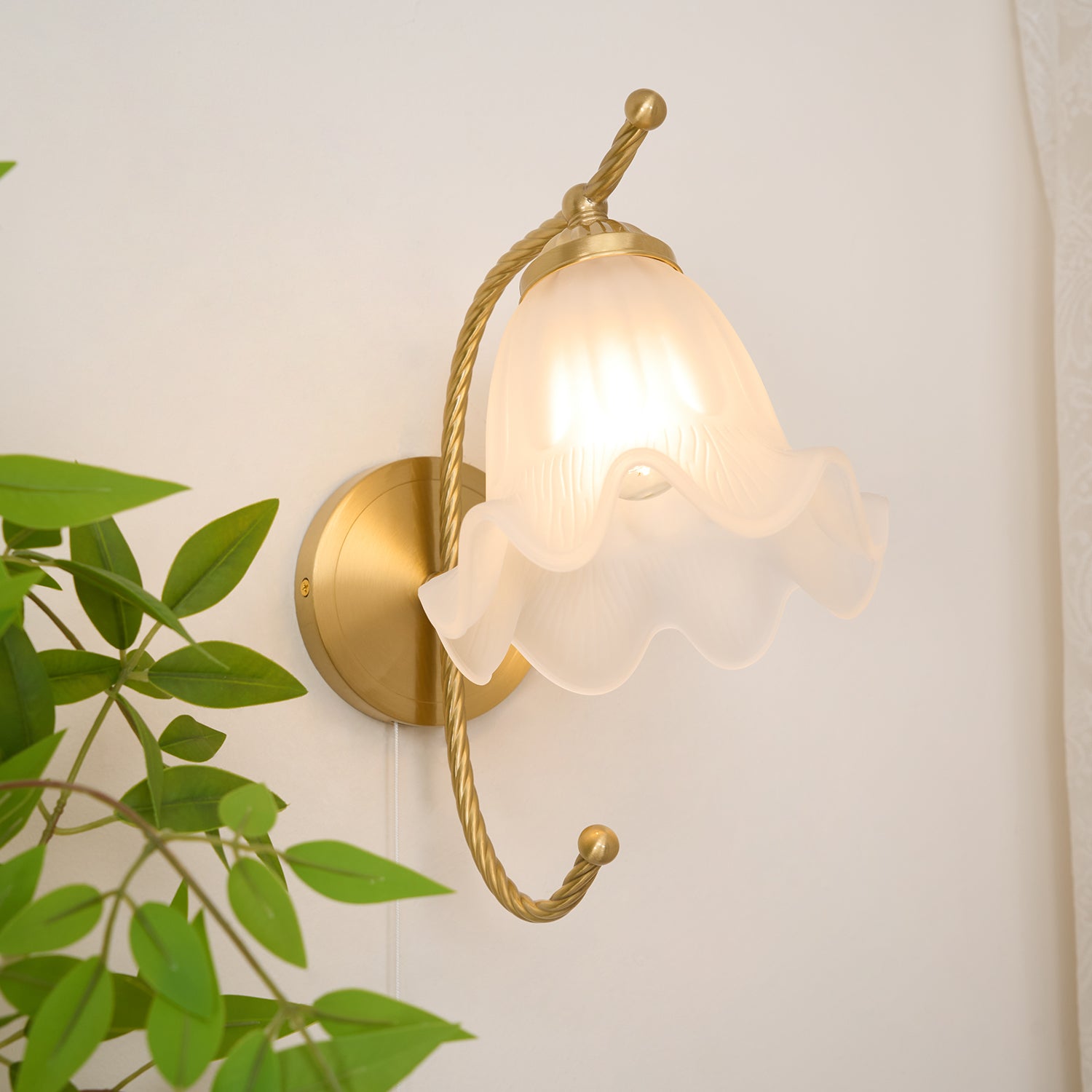 Lustra Wall Sconce Brass Gooseneck Glass-Neutral Decor