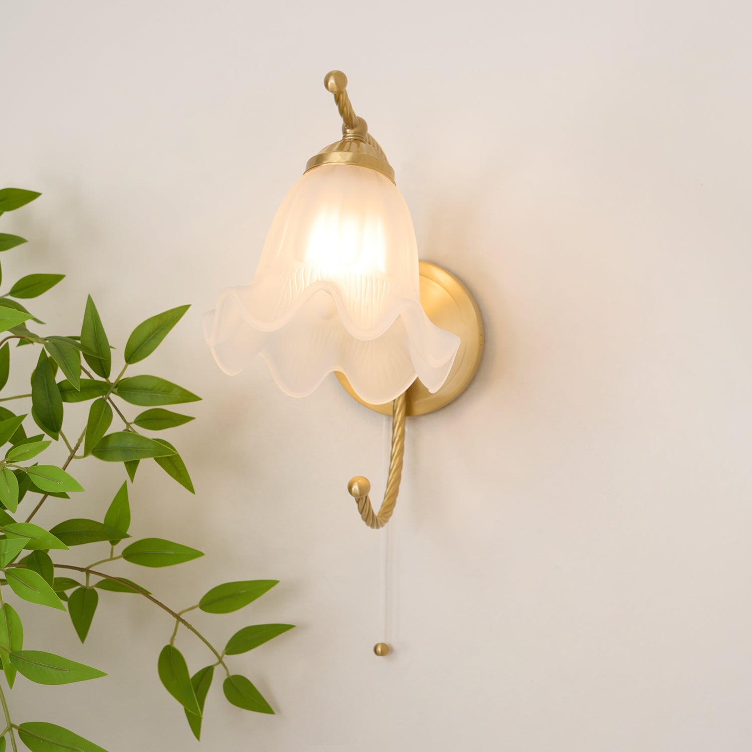 Lustra Wall Sconce Brass Gooseneck Glass-Neutral Decor